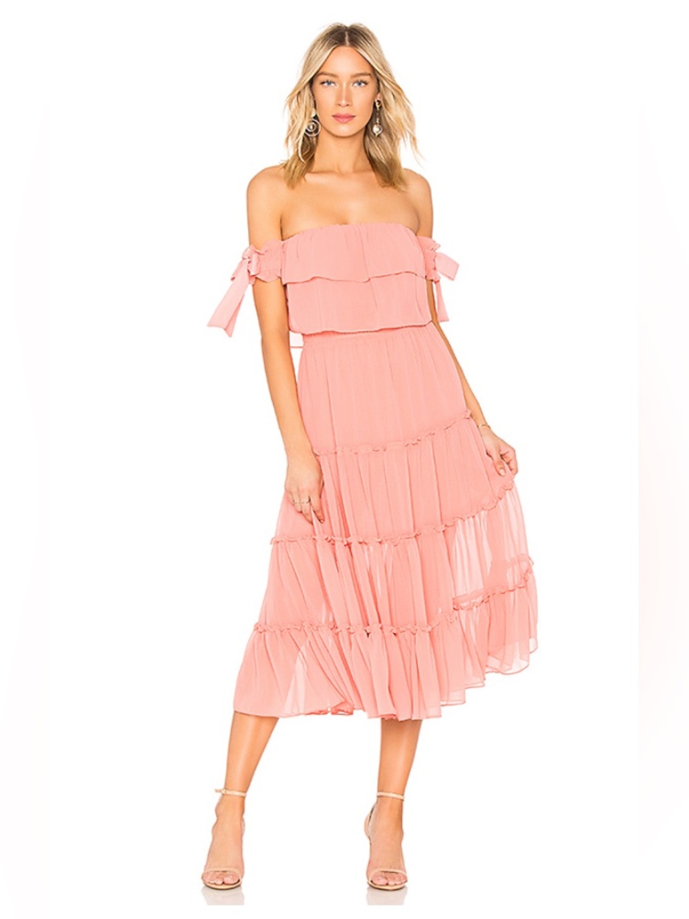 MISA Los Angeles size Small coral tiered summer dress